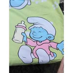 Smurfs fitted bed sheet bright cute Twin size
